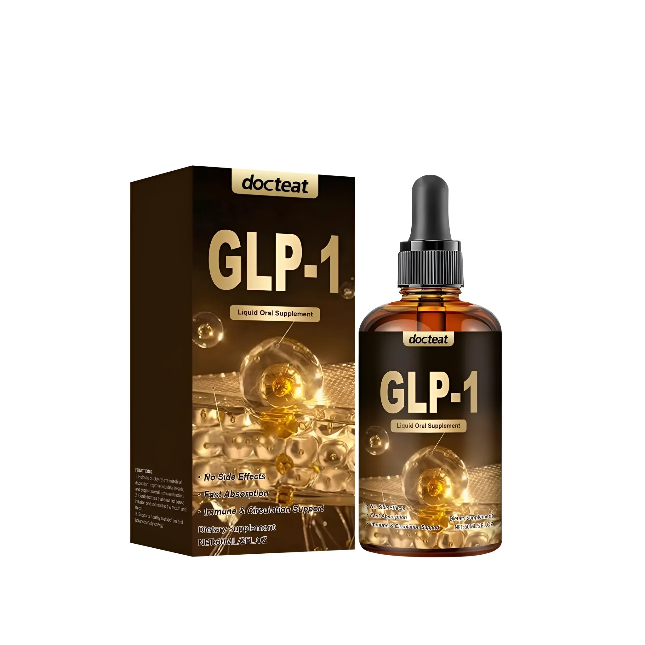 60ml bottle of glycerin-based digestive support drops with dropper for intestinal health