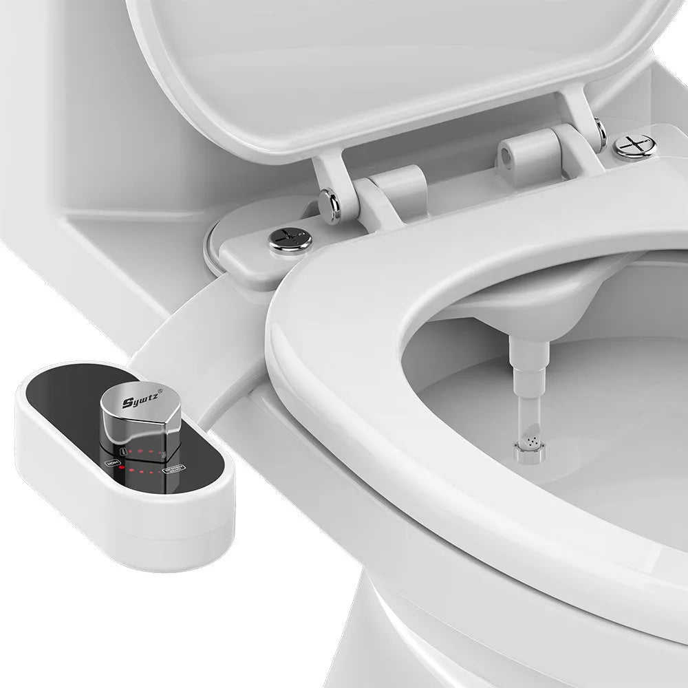 Non-electric bidet toilet spray in blue colour with dual nozzles and remote control
