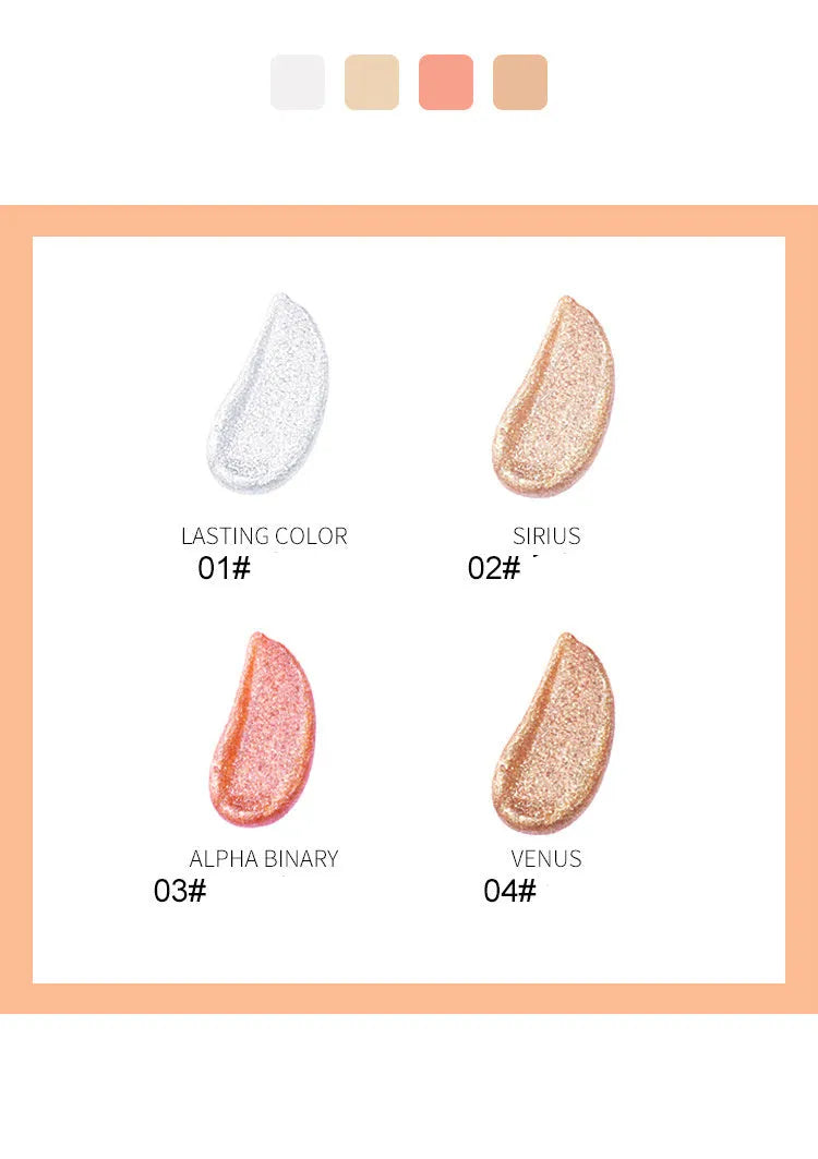 NOVO Stereo Shaping Liquid Eyeshadow 7ml bottle with glitter galaxy water-light finish and four shades