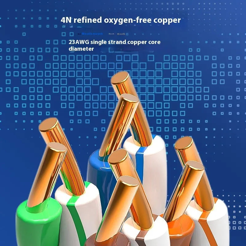 305-metre roll of blue Cat6a network cable with oxygen-free copper conductors for 10-gigabit ethernet