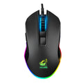 Black wired RGB gaming mouse with adjustable DPI and 10 horse racing light effects