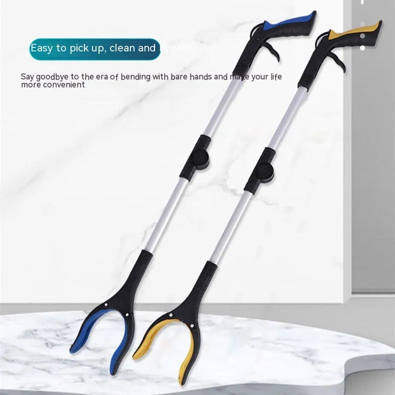 Foldable aluminium alloy pick-up clamp extended to 80cm with magnet sucker, showing blue handle option