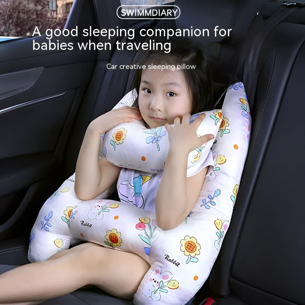 55x70cm car headrest pillow with pearl cotton filling in dinosaur pattern