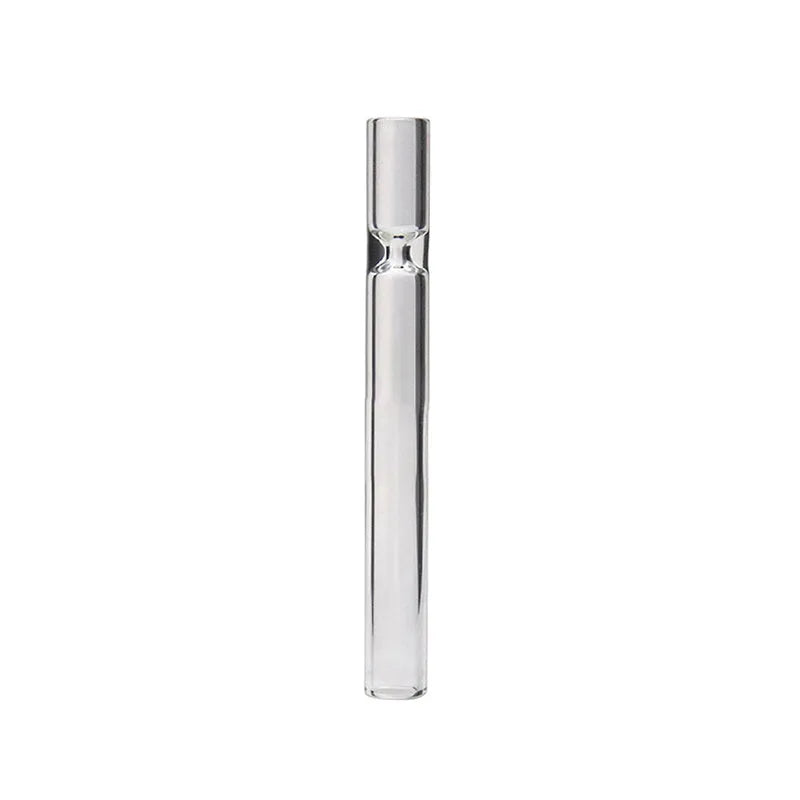 Clear glass telescopic smoking pipe with suction nozzle for water pipes, shown in transparent colour mixing finish