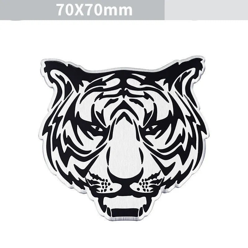 Aluminium metal car sticker with choice of lion, eagle, tiger or wolf head design.
