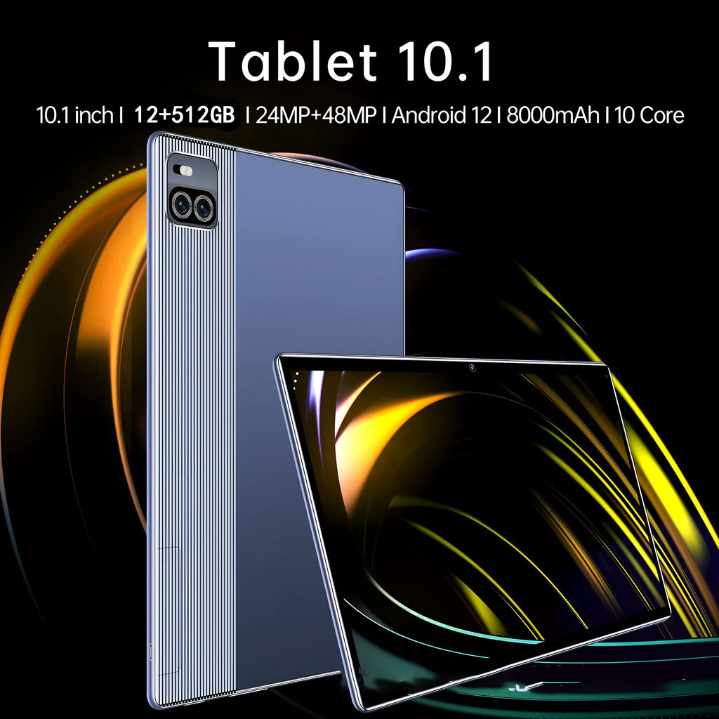 10.1 inch smart tablet in gold, blue, or grey with voice call HD and 9 hour battery
