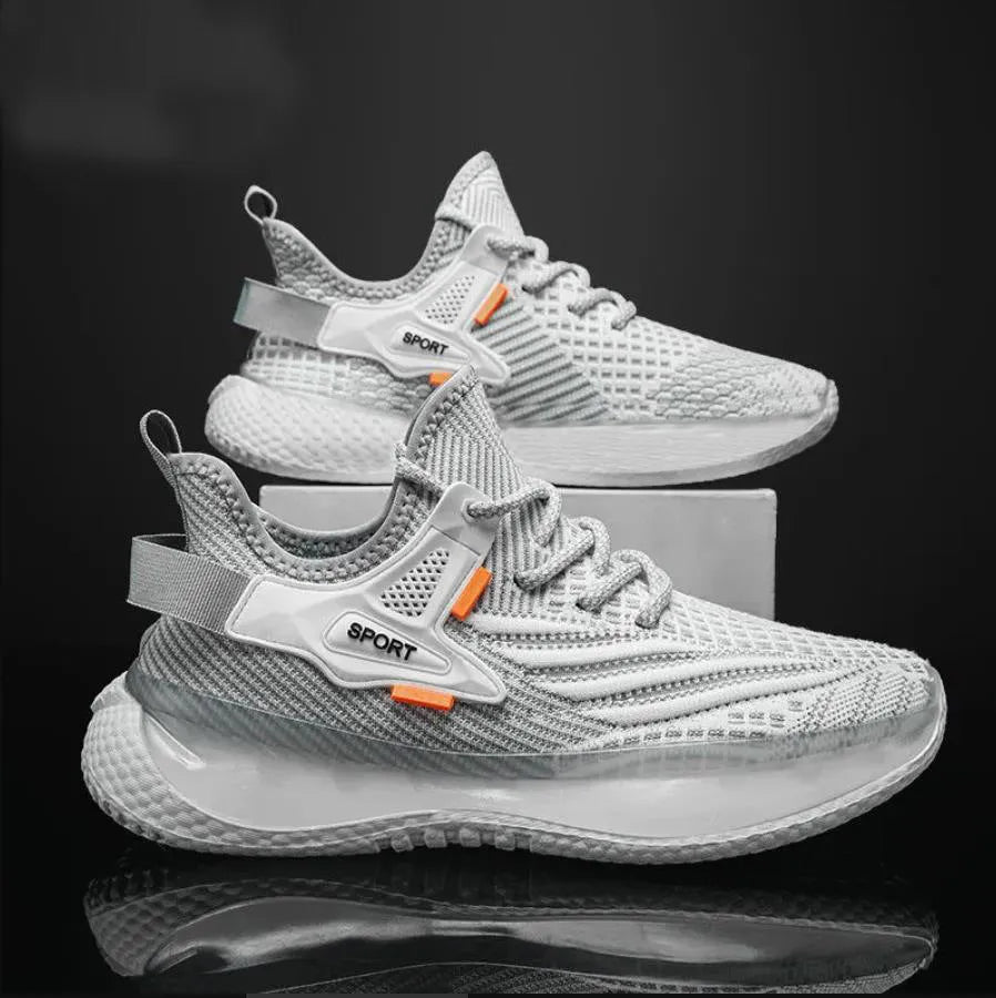 Men's casual sneakers with woven mesh upper and flat rubber soles in multiple colour options