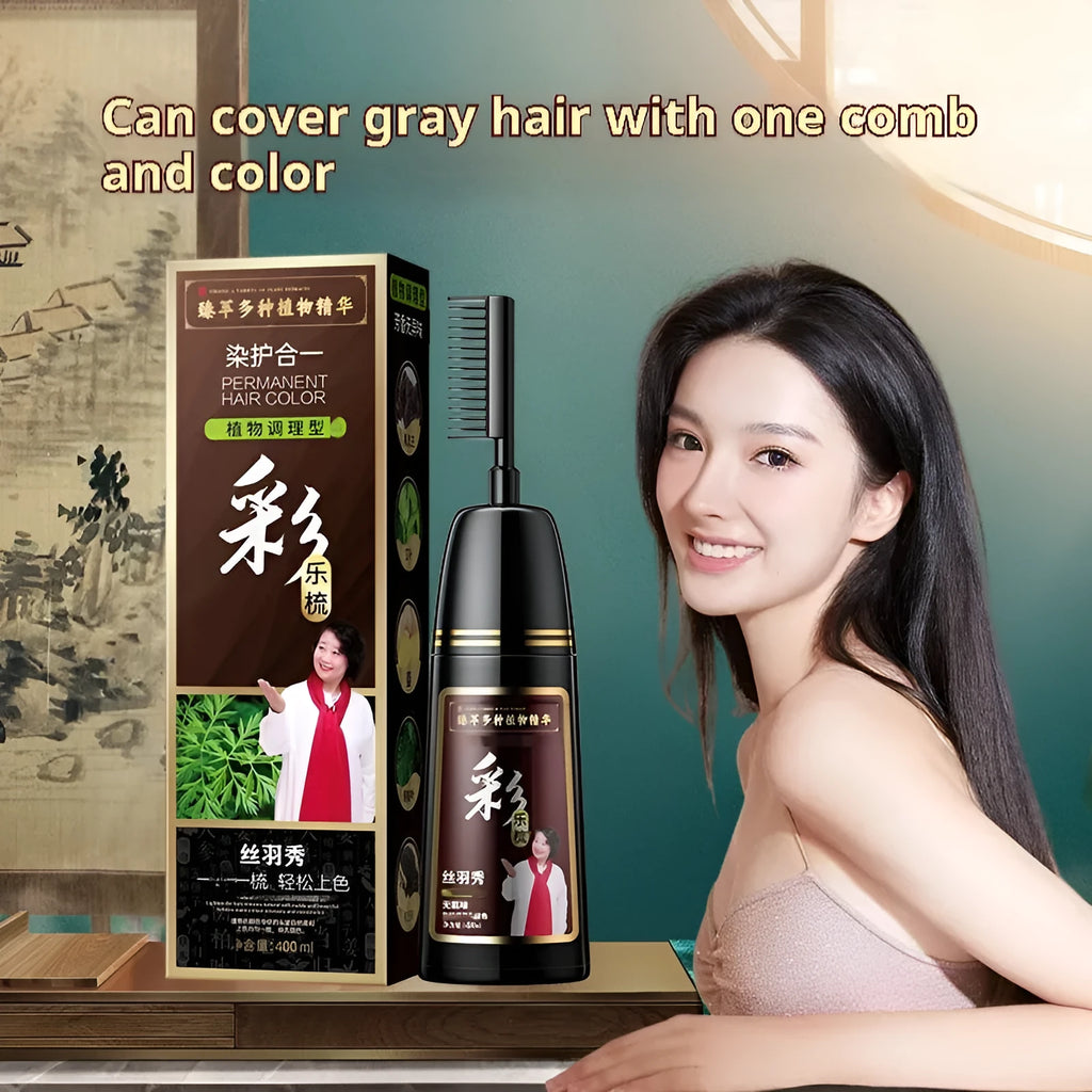 400ml tube of plant-based hair colour cream with 12 shade options for covering white hair.