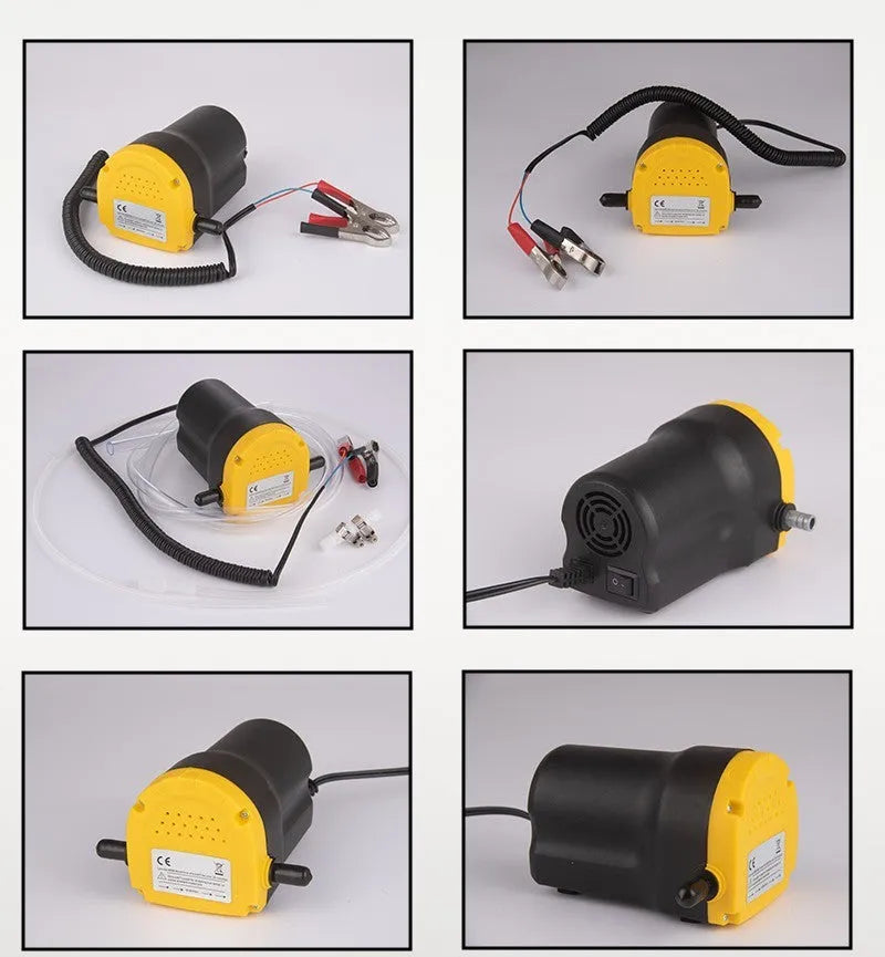 12V electric self-priming oil gear pump with engineering plastic body for fluid transfer.