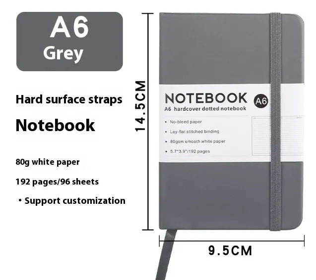 A5 PU leather strap diary with horizontal line pages in various colours including Marble Black and Skin Feeling Cyan
