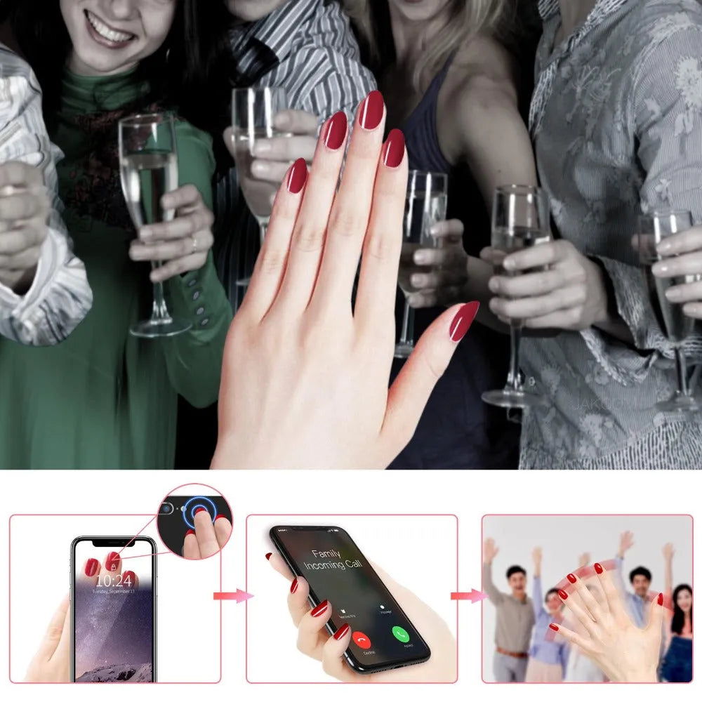 JAKCOM N3 Smart Nail Chip in red, wireless NFC sensor nail chip for mobile phone touch activation.