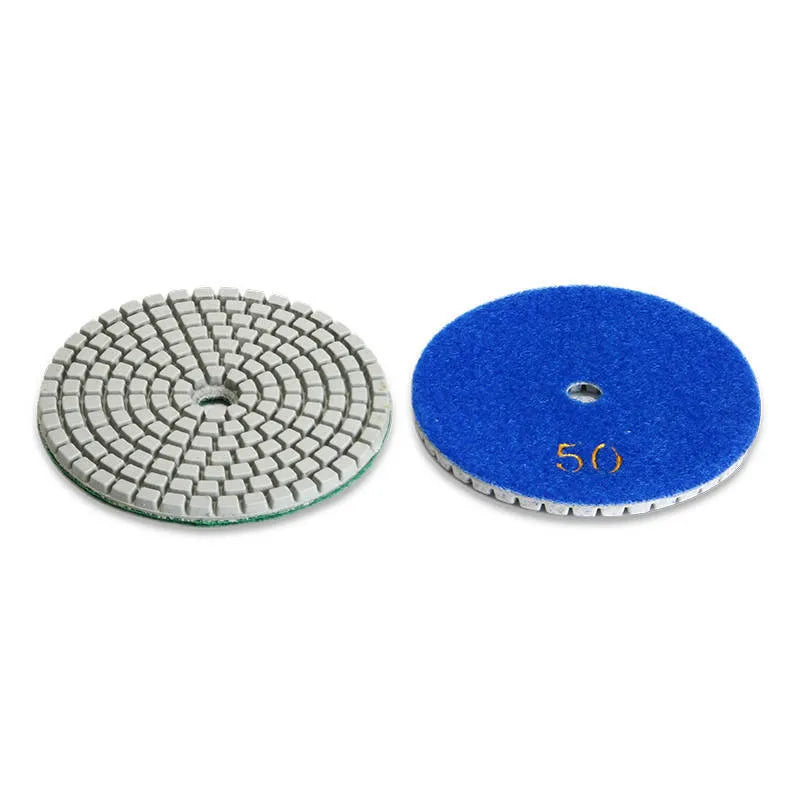 10-piece set of 80mm stone polishing pads with emery abrasive and 10mm centre holes