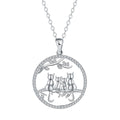 Original design copper cat pendant necklace with a cross chain, featuring a four kitten pattern.