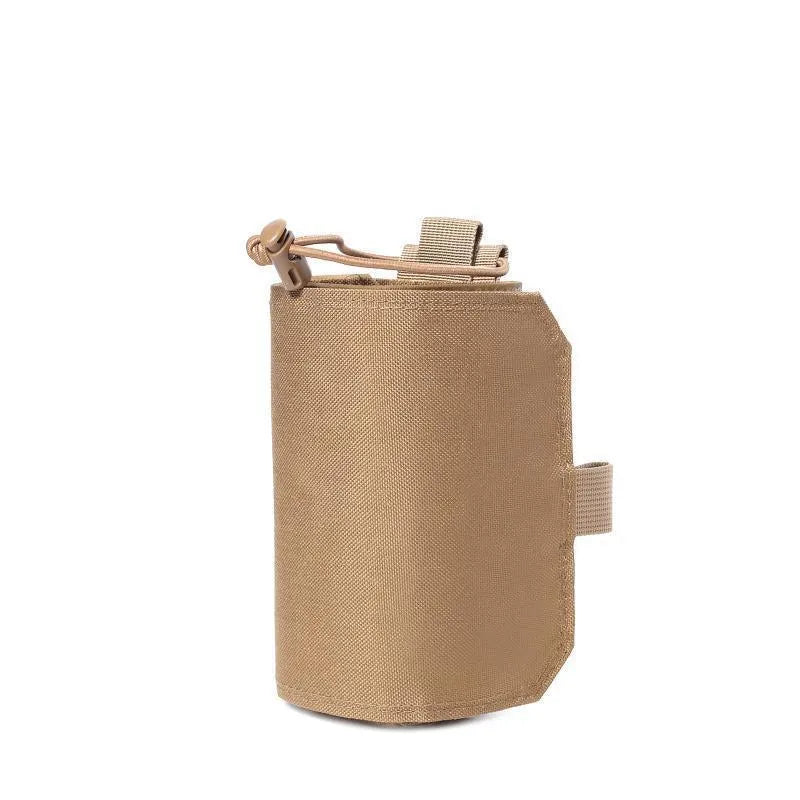 Adjustable heat-holding bottle cover in black Oxford cloth with PU lining for outdoor drinks