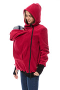 Red women's loose polar fleece sweater with long sleeves for autumn winter wear