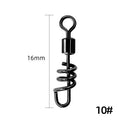 8-shaped fishing swivel connector in copper or stainless steel, showing seven size options for tackle