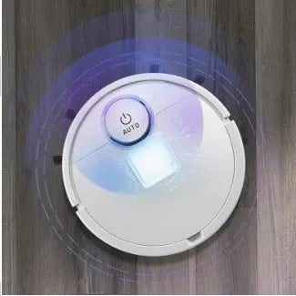 Automatic sweeping robot with compact 28 cm design, collecting dust and hair on a hard floor