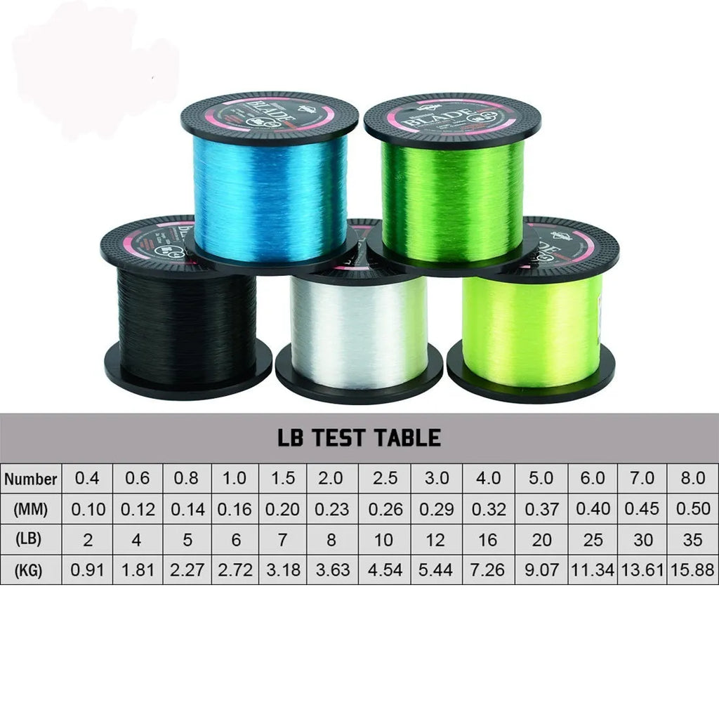 Seaknight1000 M nylon fishing line spool in 1000m length showing available colour options.