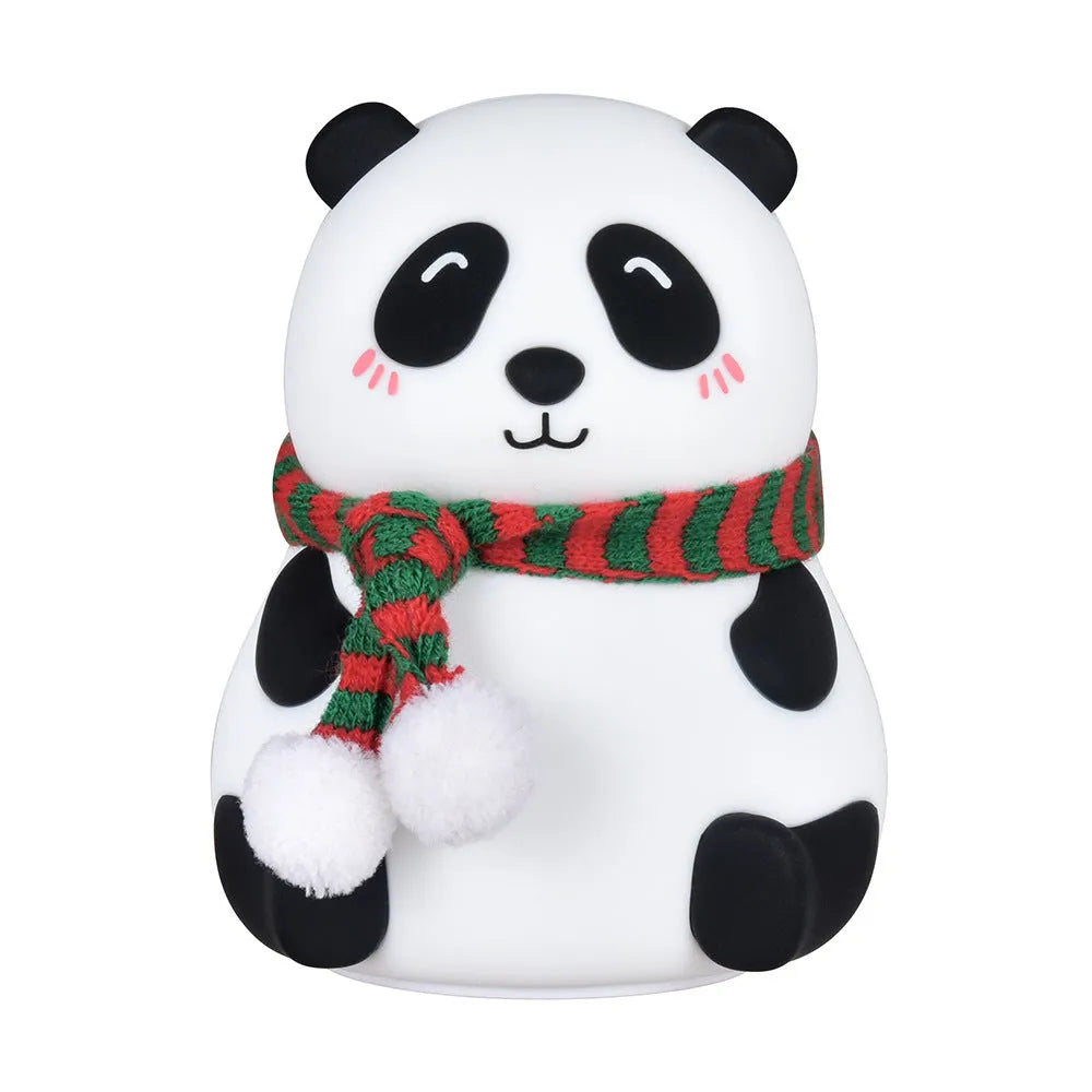 Panda-shaped silicone night light with USB charging port and plated details