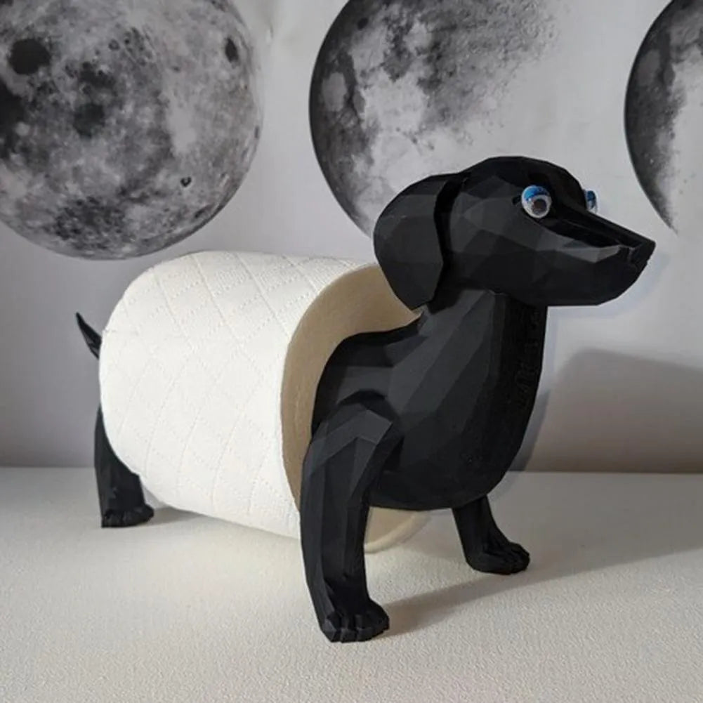 Dog design freestanding toilet tissue holder, solid colour paper stand, 8cm x 10.5cm, Puppy Tissue Holder