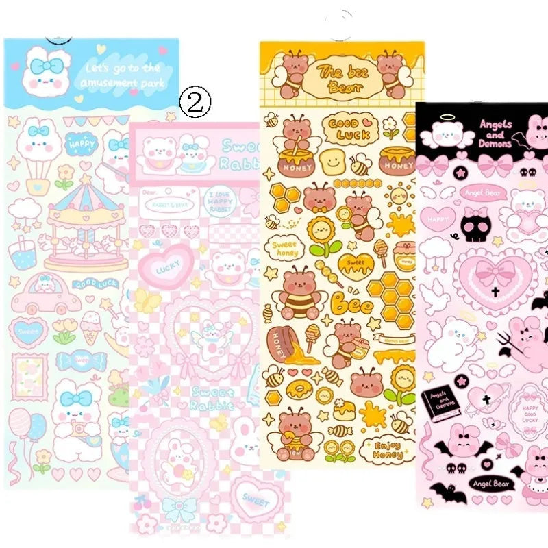 PVC waterproof cute cartoon stickers for agenda notebook decoration in four style options