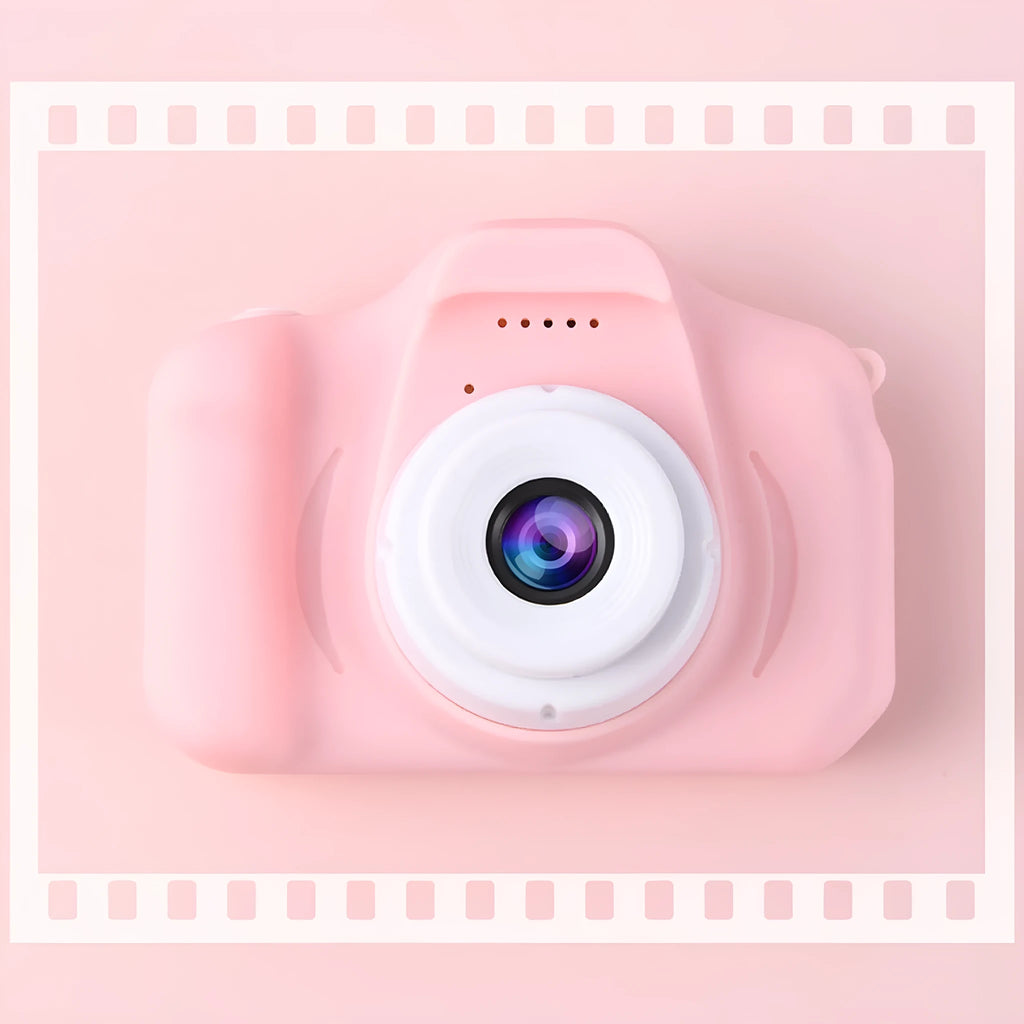 Children's portable digital camera toy with games, photo stickers, videos and photos, charger and packing box, blue green or pink