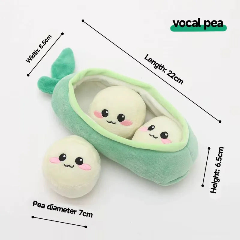 Interactive squeaky dog toy for puppies and small breeds, available in four shapes including Banana Monkey and Carrot Rabbit.