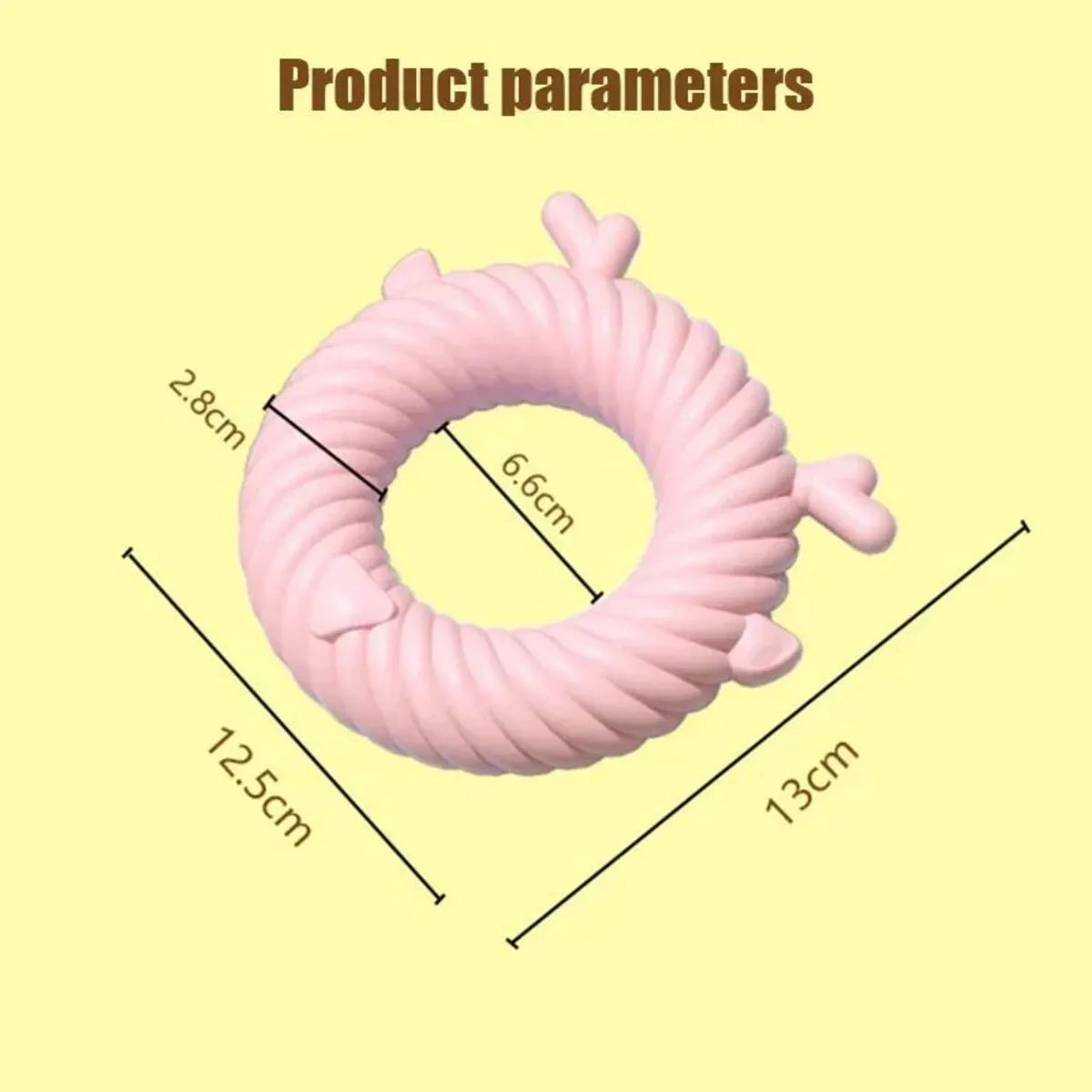 Deer-shaped dog chew toy with spiral grooves for teeth cleaning in blue, pink or green