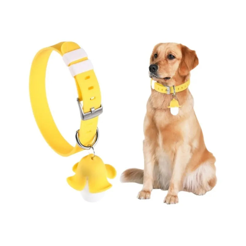 Yellow banana-shaped USB rechargeable dog collar light with luminous LED for night walking