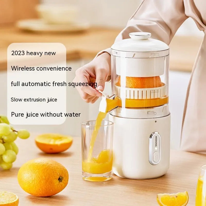 Fresh green portable electric juicer with automatic squeezing mechanism and USB charging
