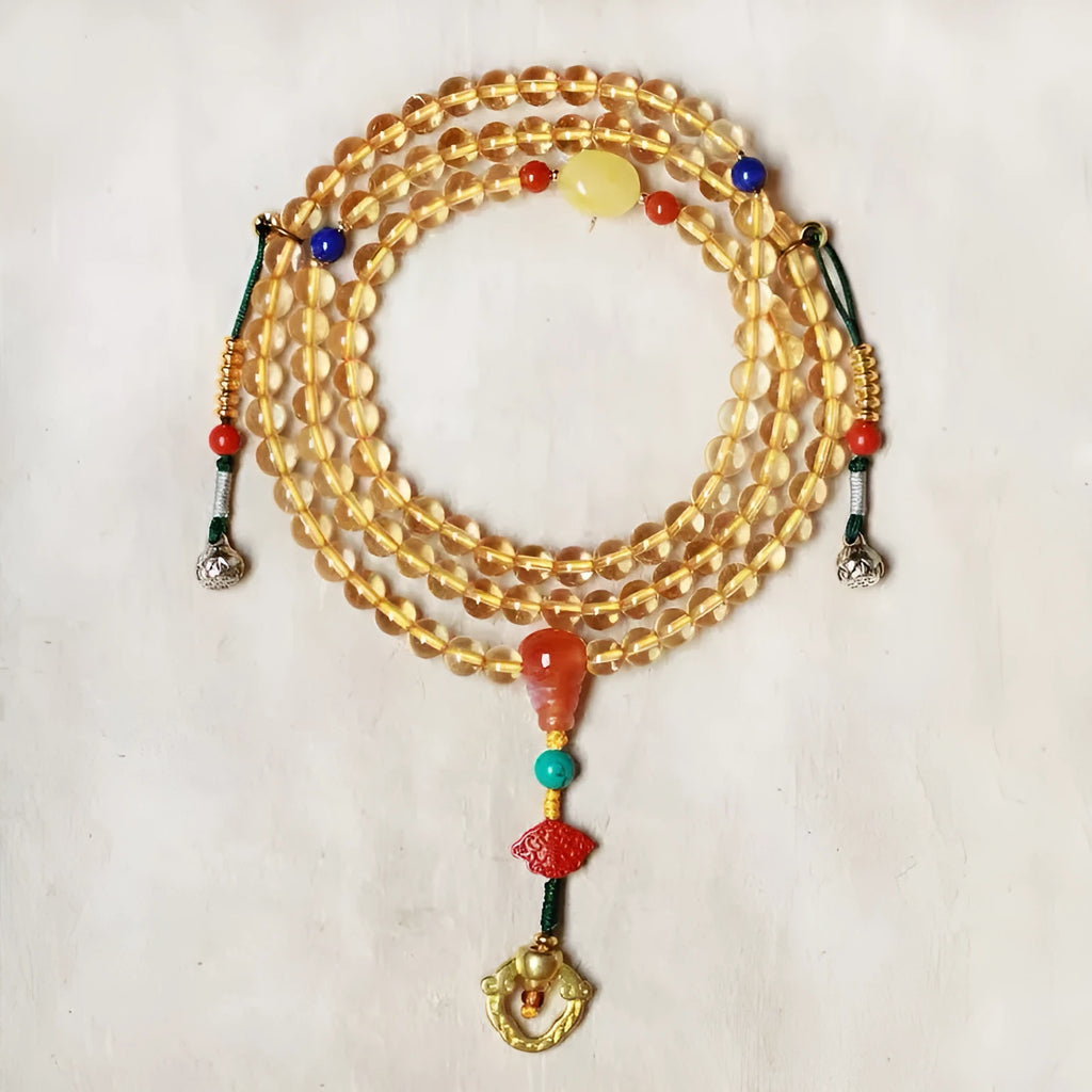 Yellow Brazil natural citrine bracelet with 1mm beads and filament accessories