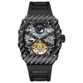 Mechanical waterproof men's watch with luminous hands on rubber strap