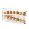Transparent white refrigerator slide-out egg tray with automatic dispenser mounted on refrigerator door