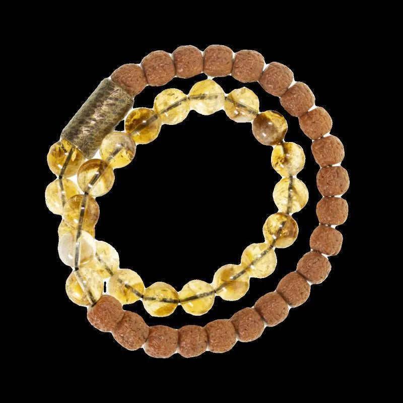 Retro double circle LCD bracelet in citrine colour showing personalised display