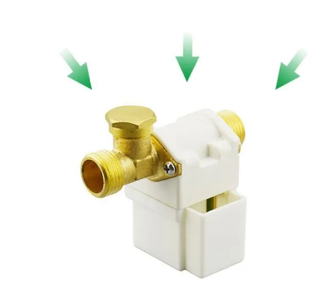 A04 DC12V water solenoid valve, normally closed pilot type, 4-point external screw, plastic body, copper joint