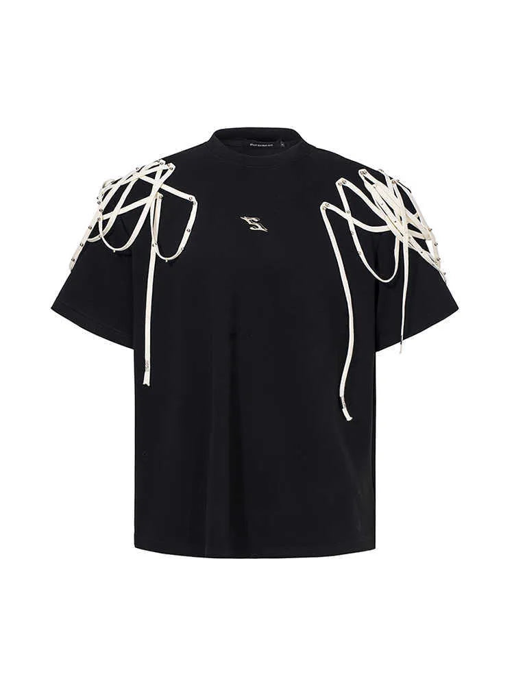 Black loose-fit short-sleeved T-shirt with round neck, sizes S to XL