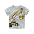Child's short sleeve cotton t-shirt with cartoon pattern in flower ash colour.