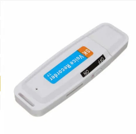 Black and white creative USB flash drive with voice card function showing compact plastic design.