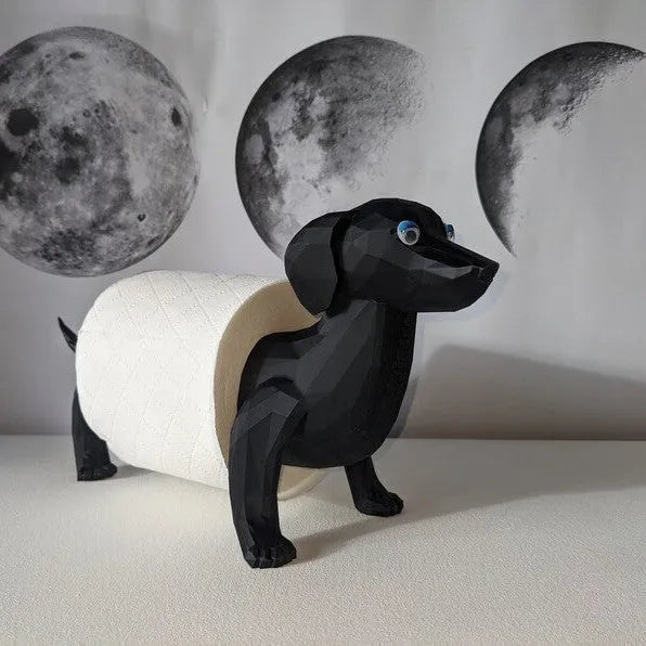 Dog design freestanding toilet tissue holder, solid colour paper stand, 8cm x 10.5cm, Puppy Tissue Holder