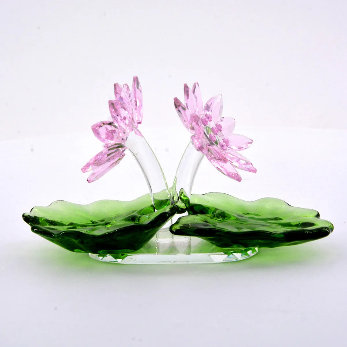 Pink carved white crystal ornament paperweight, sandblasted finish, 95mm x 40mm x 60mm, 580g