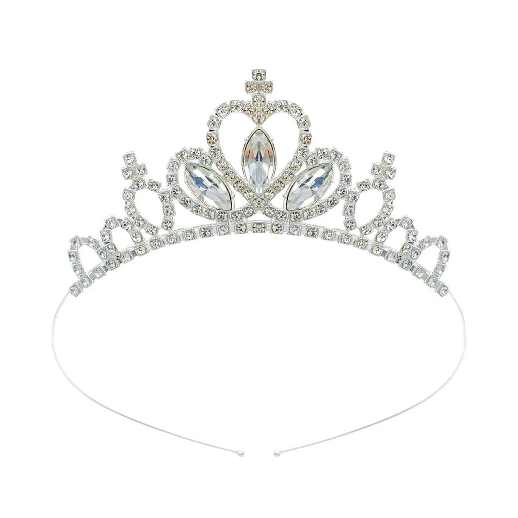 Girl's alloy princess crown with electroplated finish and crystal diamond decorations for birthday parties