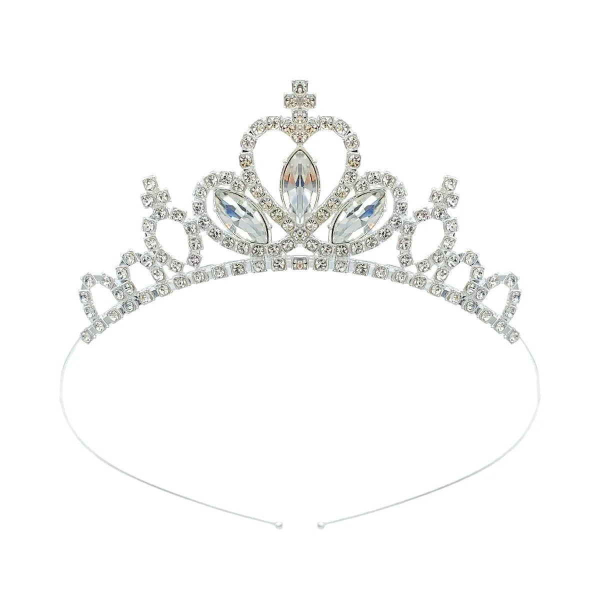 Girl's alloy princess crown with electroplated finish and crystal diamond decorations for birthday parties