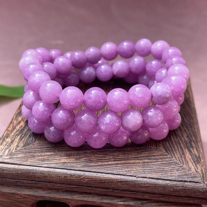 Purple Six Words Curse quartz jade bracelet in traditional Chinese style showing multiple circle design