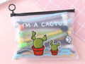 Marvel cartoon pen set showing 20 0.5mm black gel pens in 21x17cm plastic storage case with cactus character designs