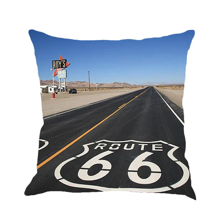45x45cm cotton linen blend cushion cover with landscape pattern in six colour options