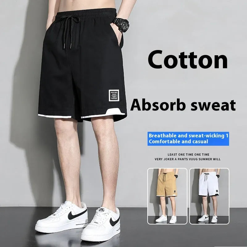 Cotton shorts for boys in black, khaki, or white with mid-waist design and shorts length