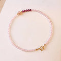 Handmade pink crystal and strawberry quartz bracelet with animal zodiac charm