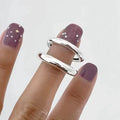 925 sterling silver adjustable open ring for women in minimalist Korean style, shown in Style1 or Style2 colour option.
