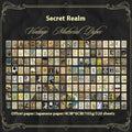 Box of 320 retro stickers in Secret Land design, 4cm by 6cm size, with four-colour printing on double gummed paper