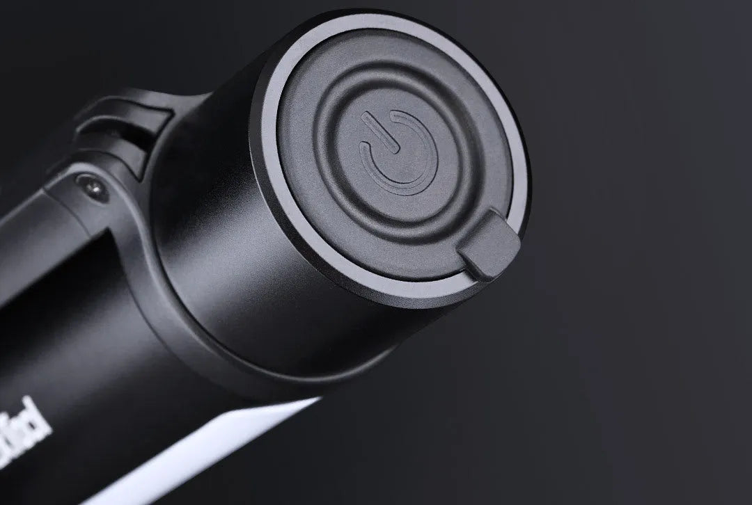 Black portable rechargeable flashlight, 34mm x 160.5mm, with Type-C charging and 1400mAh power bank